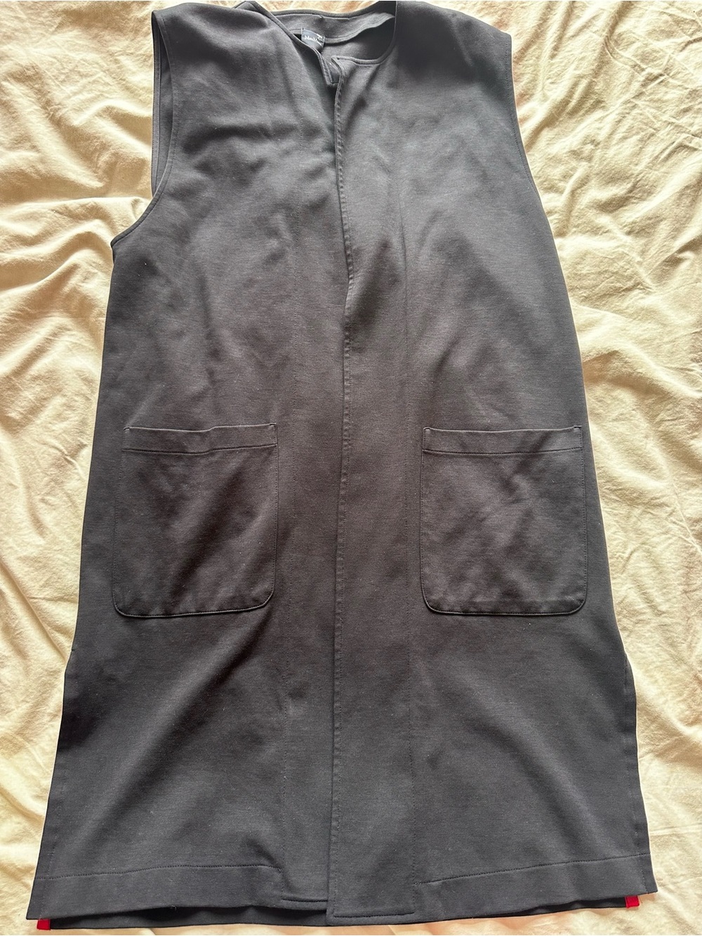 Max Mara Minimalist Sleeveless Vest Dress Pockets Dark Navy - Picture 2 of 10